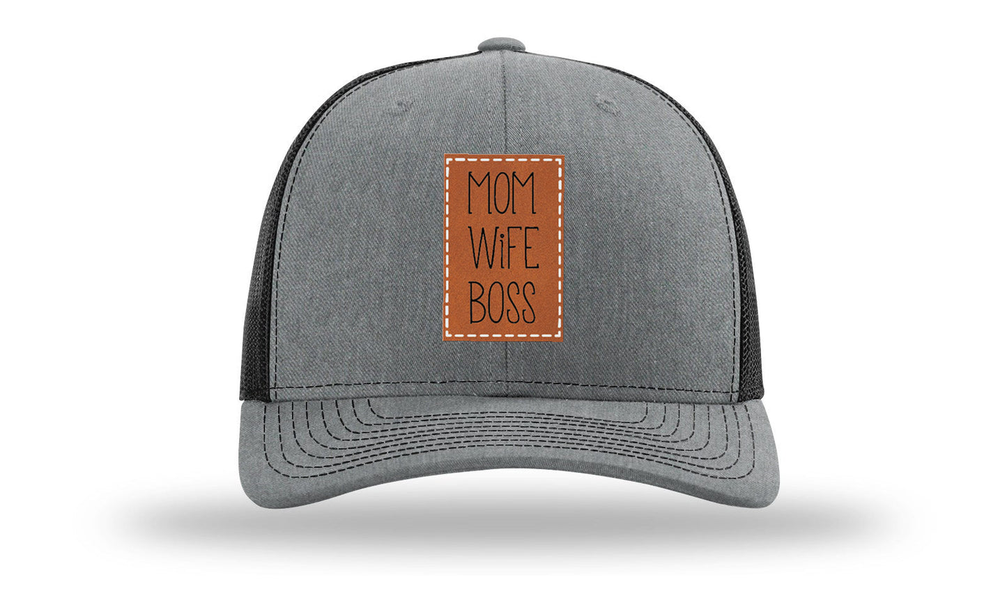 Mom Wife Boss Leather Patch Richardson 112 Hat