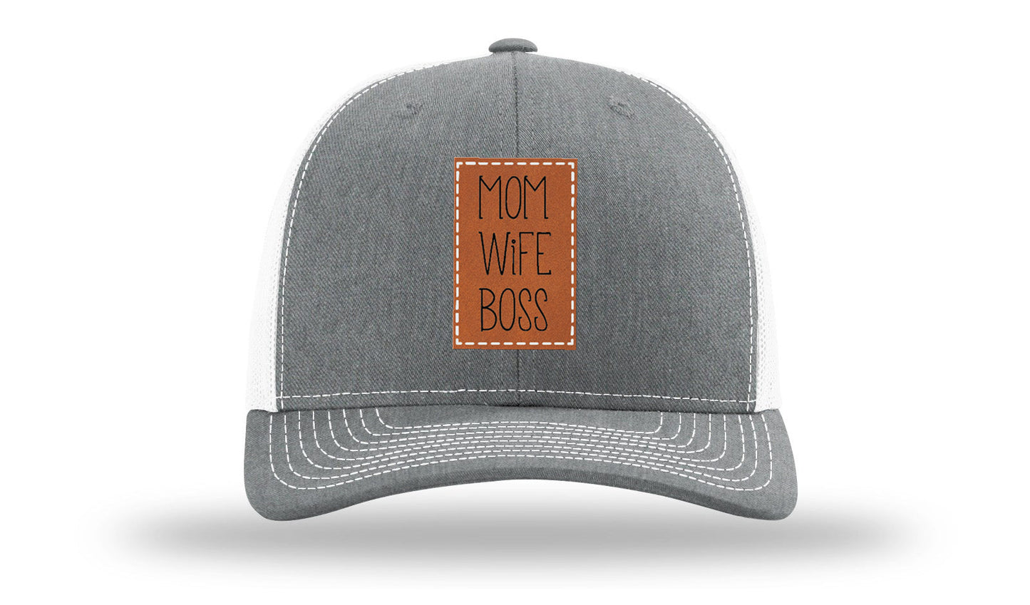 Mom Wife Boss Leather Patch Richardson 112 Hat