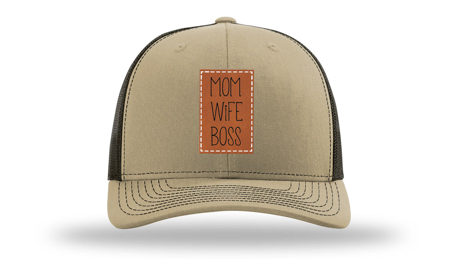 Mom Wife Boss Leather Patch Richardson 112 Hat