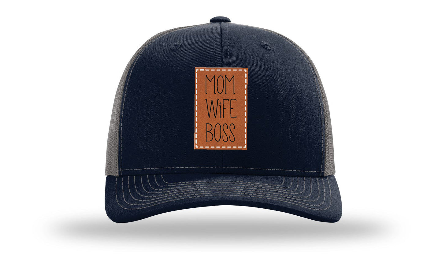 Mom Wife Boss Leather Patch Richardson 112 Hat
