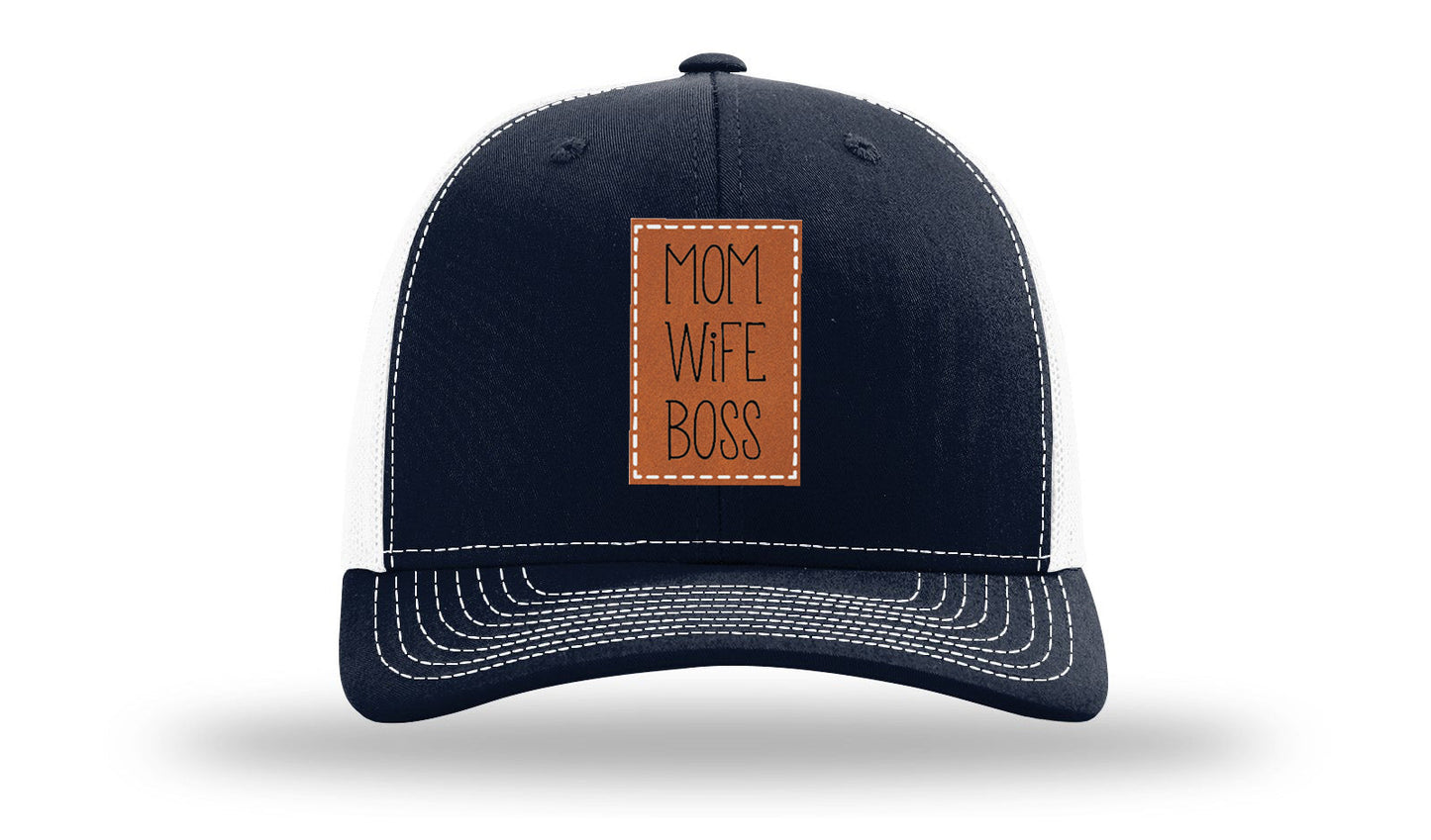 Mom Wife Boss Leather Patch Richardson 112 Hat