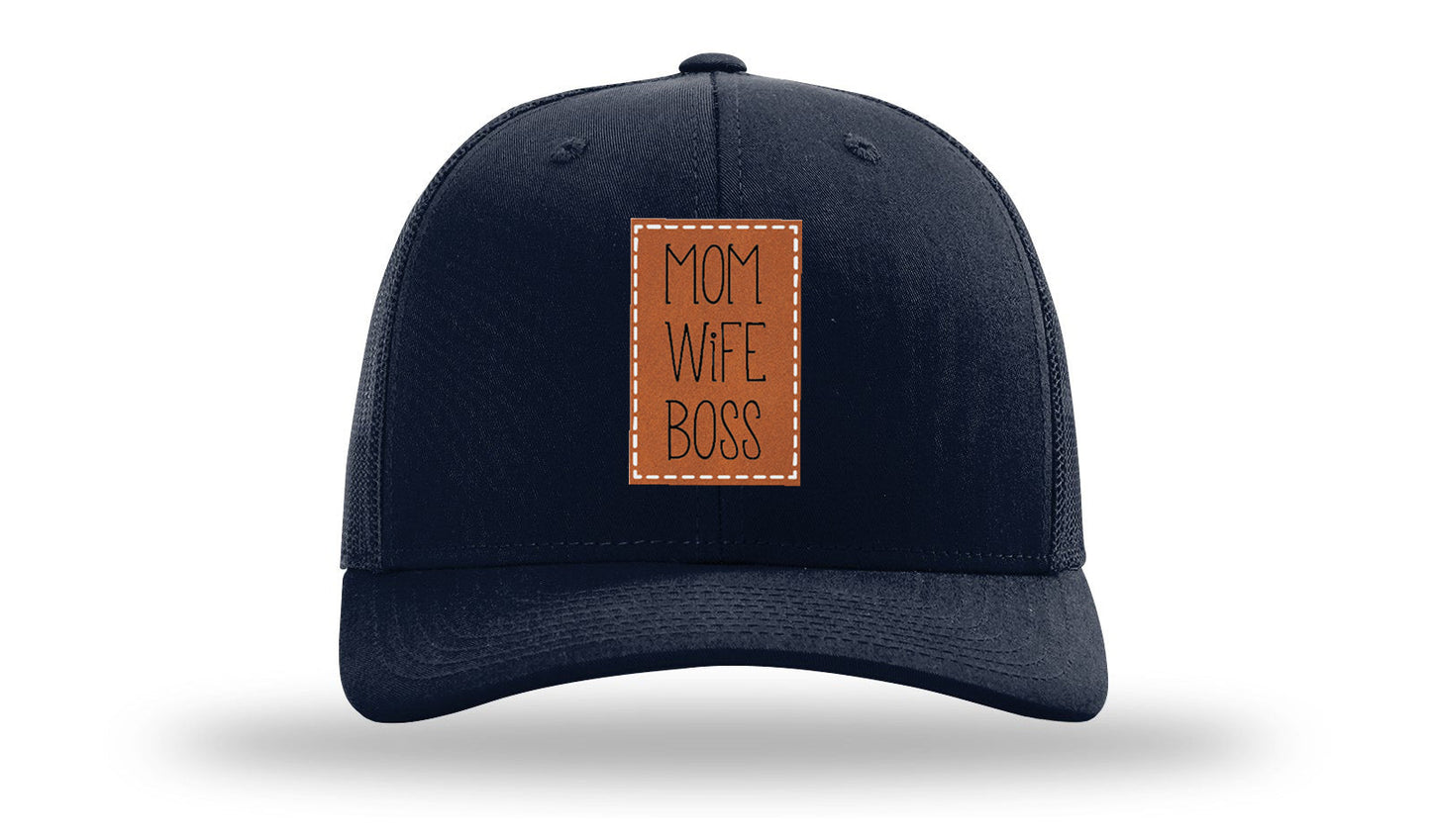 Mom Wife Boss Leather Patch Richardson 112 Hat