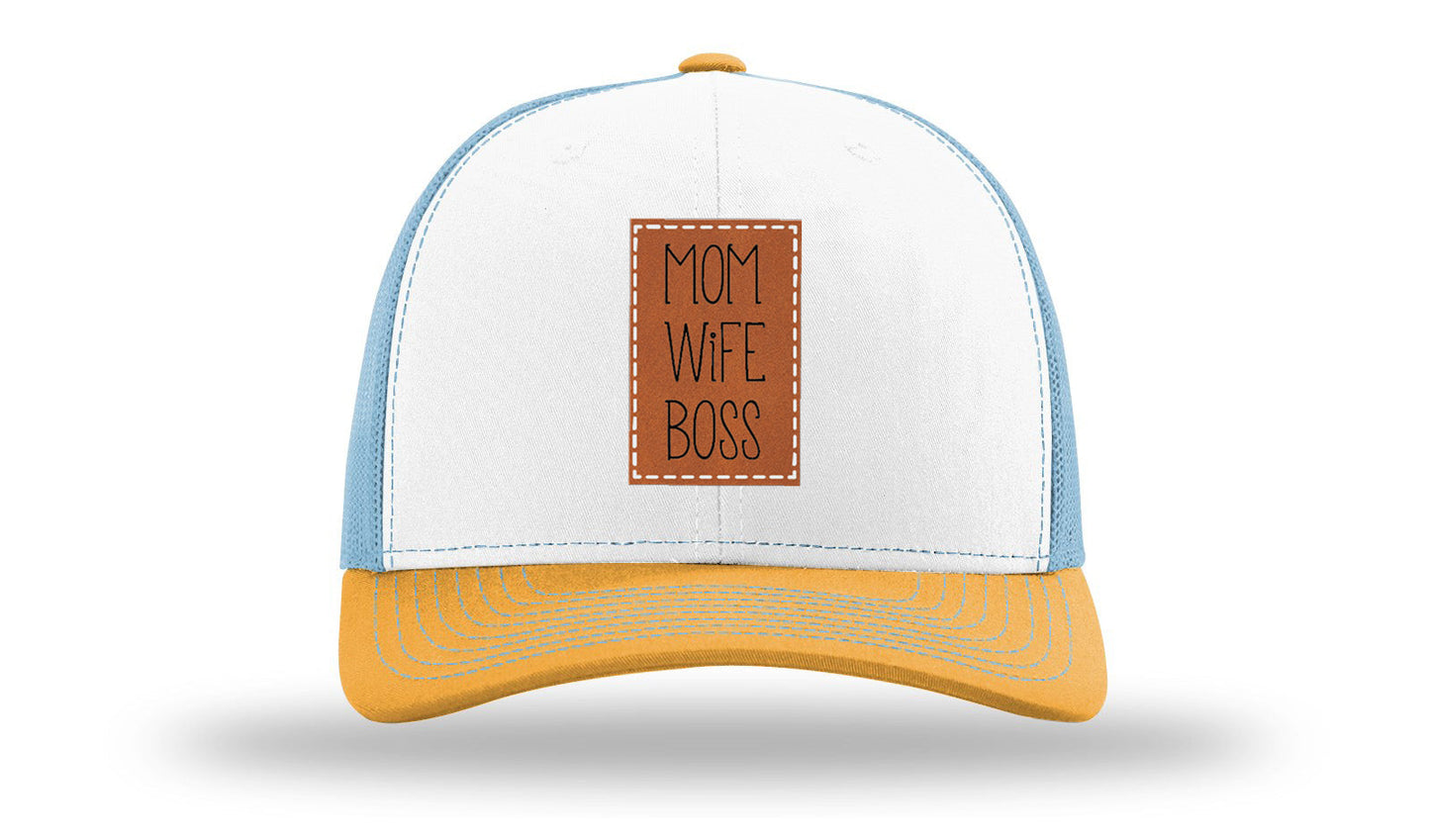 Mom Wife Boss Leather Patch Richardson 112 Hat