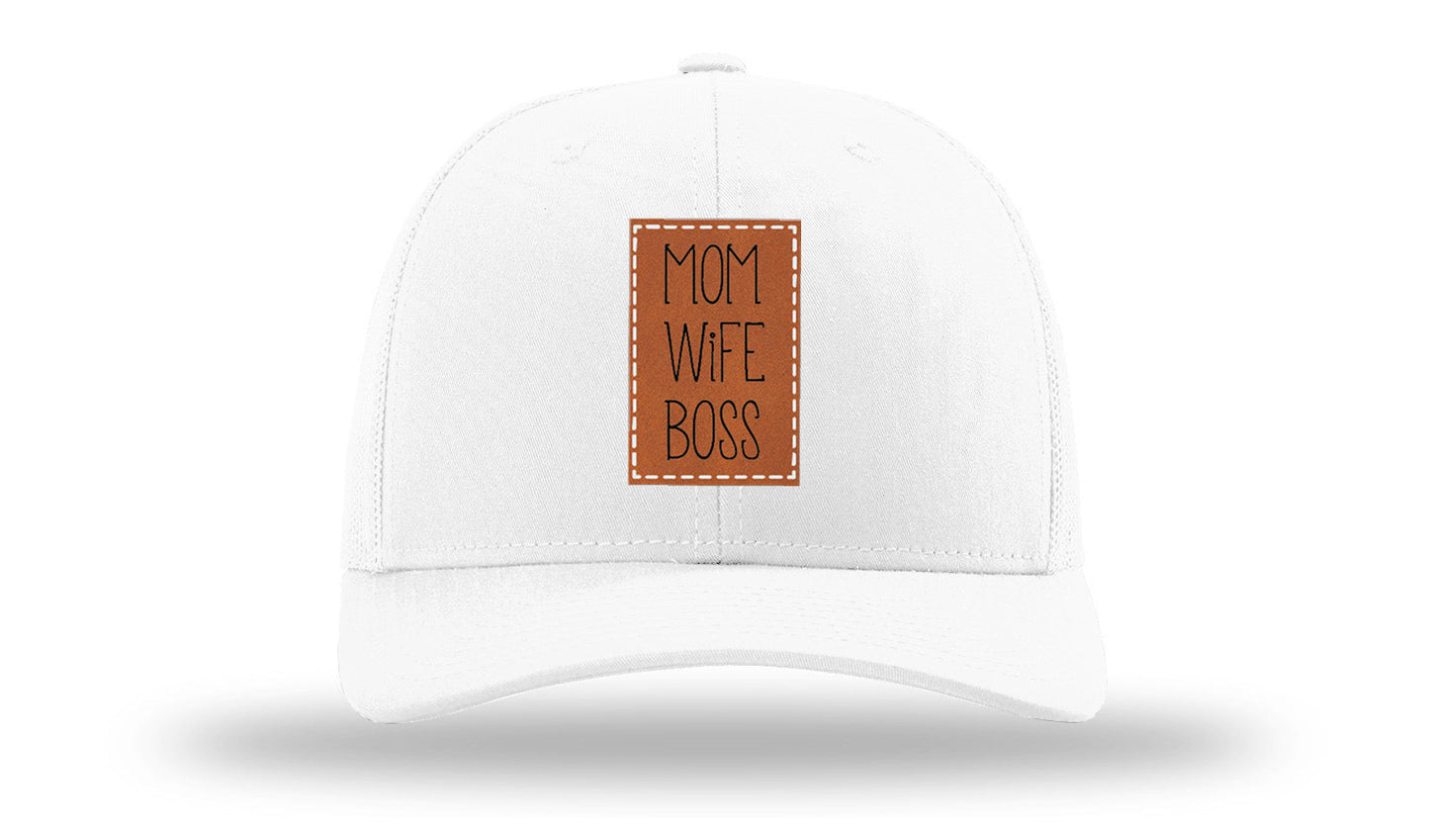 Mom Wife Boss Leather Patch Richardson 112 Hat