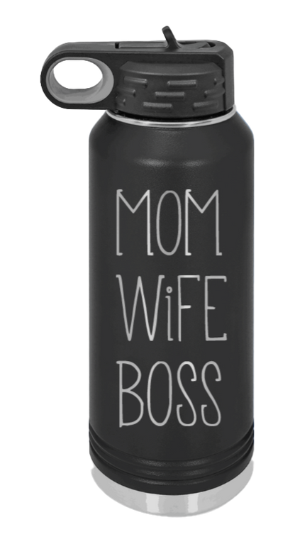 Mom Wife Boss - 32oz Mug Laser Engraved- Black