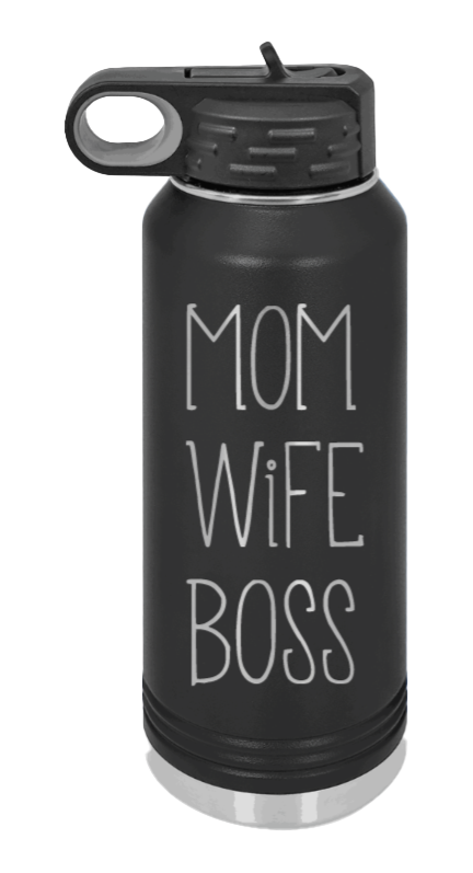Mom Wife Boss - 32oz Mug Laser Engraved- Black