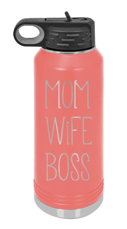 Mom Wife Boss - 32oz Mug Laser Engraved- Coral