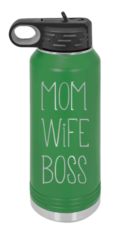 Mom Wife Boss - 32oz Mug Laser Engraved- Green