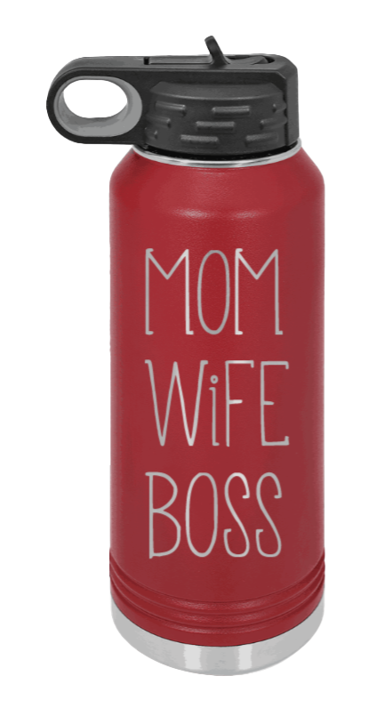 Mom Wife Boss - 32oz Mug Laser Engraved- Maroon