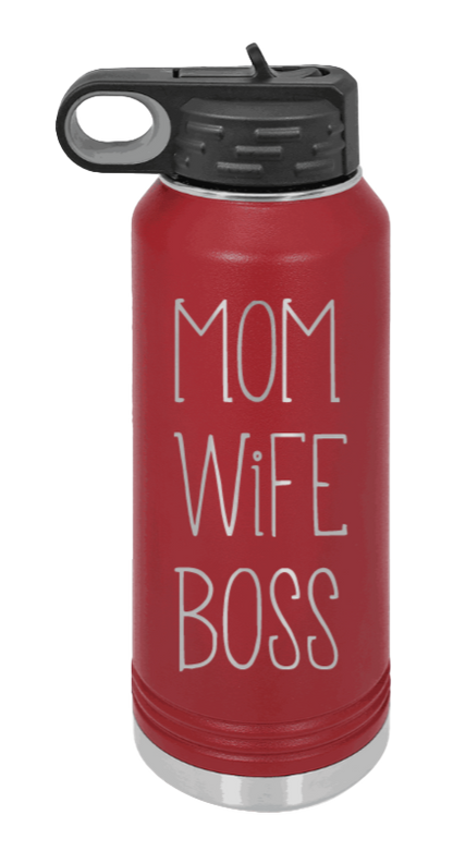 Mom Wife Boss - 32oz Mug Laser Engraved- Maroon