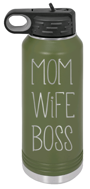 Mom Wife Boss - 32oz Mug Laser Engraved- Olive