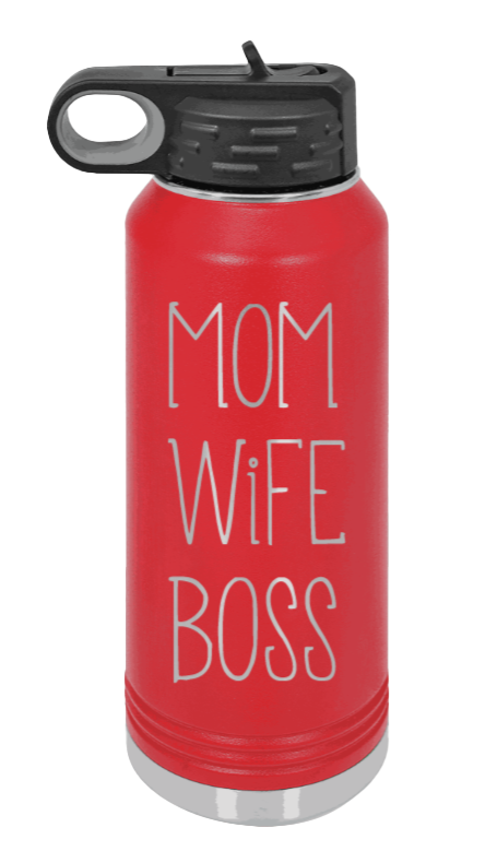 Mom Wife Boss - 32oz Mug Laser Engraved- Red