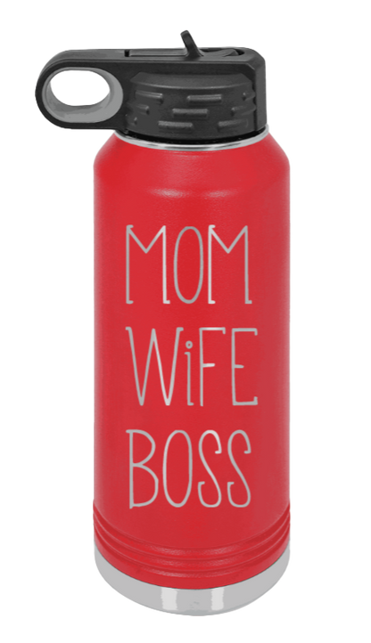 Mom Wife Boss - 32oz Mug Laser Engraved- Red