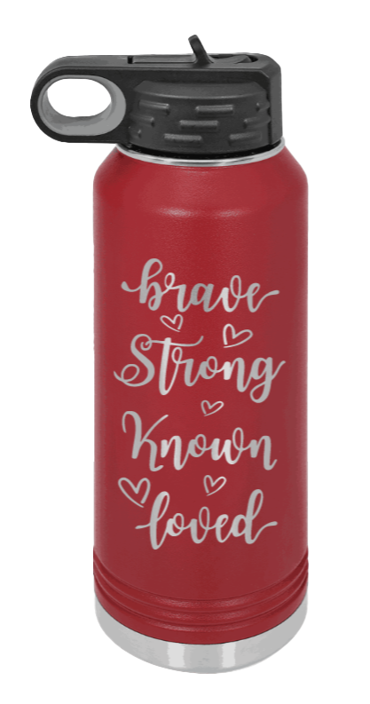 Brave Strong Known Loved - 32oz Mug Laser Engraved- Maroon