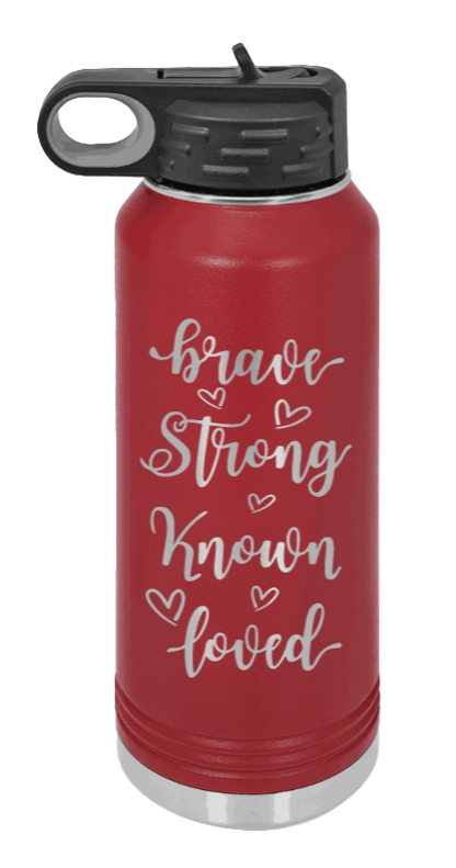 Brave Strong Known Loved - 32oz Mug Laser Engraved- Maroon