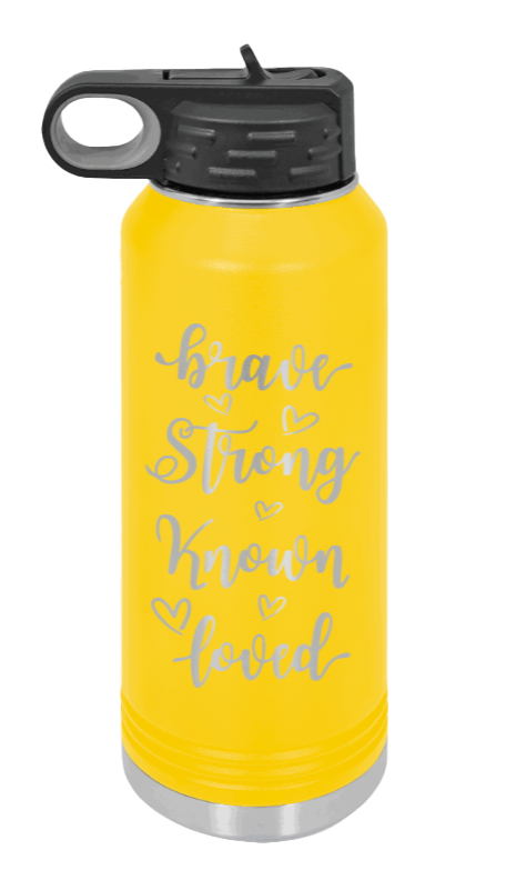 Brave Strong Known Loved - 32oz Mug Laser Engraved- Yellow