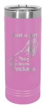 Load image into Gallery viewer, Just A Girl Who Loves Peckers Laser Engraved Skinny Tumbler (Etched)
