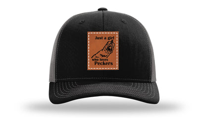 Just A Girl Who Loves Peckers Leather Patch Richardson 112 Hat