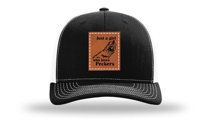 Just A Girl Who Loves Peckers Leather Patch Richardson 112 Hat