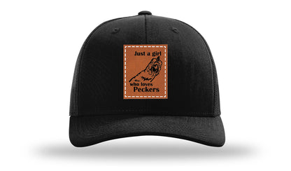 Just A Girl Who Loves Peckers Leather Patch Richardson 112 Hat
