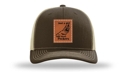 Just A Girl Who Loves Peckers Leather Patch Richardson 112 Hat