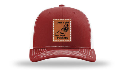 Just A Girl Who Loves Peckers Leather Patch Richardson 112 Hat