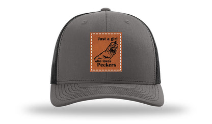 Just A Girl Who Loves Peckers Leather Patch Richardson 112 Hat
