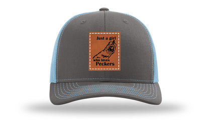 Just A Girl Who Loves Peckers Leather Patch Richardson 112 Hat
