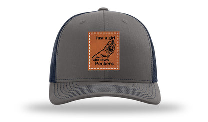 Just A Girl Who Loves Peckers Leather Patch Richardson 112 Hat