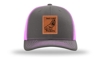 Just A Girl Who Loves Peckers Leather Patch Richardson 112 Hat