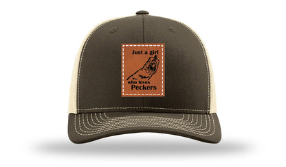 Just A Girl Who Loves Peckers Leather Patch Richardson 112 Hat