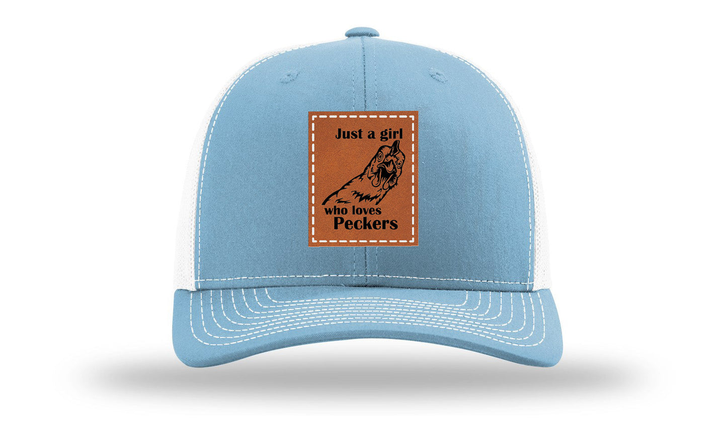 Just A Girl Who Loves Peckers Leather Patch Richardson 112 Hat