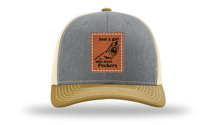 Just A Girl Who Loves Peckers Leather Patch Richardson 112 Hat