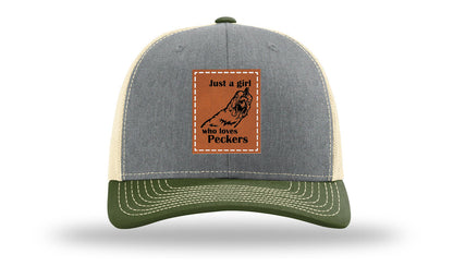 Just A Girl Who Loves Peckers Leather Patch Richardson 112 Hat