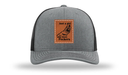 Just A Girl Who Loves Peckers Leather Patch Richardson 112 Hat