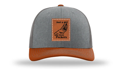 Just A Girl Who Loves Peckers Leather Patch Richardson 112 Hat