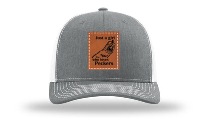 Just A Girl Who Loves Peckers Leather Patch Richardson 112 Hat