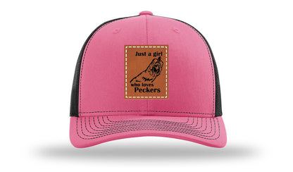 Just A Girl Who Loves Peckers Leather Patch Richardson 112 Hat