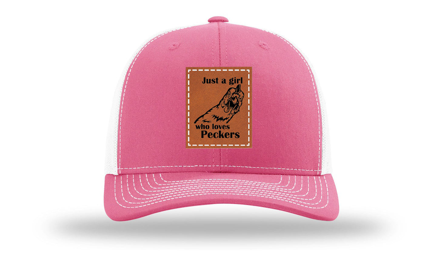 Just A Girl Who Loves Peckers Leather Patch Richardson 112 Hat