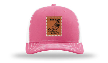 Just A Girl Who Loves Peckers Leather Patch Richardson 112 Hat