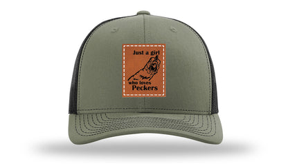 Just A Girl Who Loves Peckers Leather Patch Richardson 112 Hat