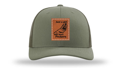 Just A Girl Who Loves Peckers Leather Patch Richardson 112 Hat