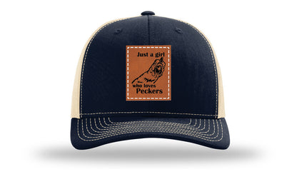 Just A Girl Who Loves Peckers Leather Patch Richardson 112 Hat