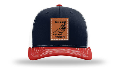 Just A Girl Who Loves Peckers Leather Patch Richardson 112 Hat