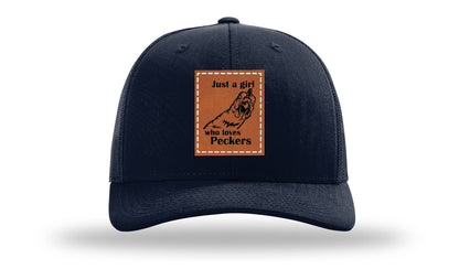 Just A Girl Who Loves Peckers Leather Patch Richardson 112 Hat