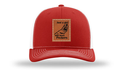 Just A Girl Who Loves Peckers Leather Patch Richardson 112 Hat