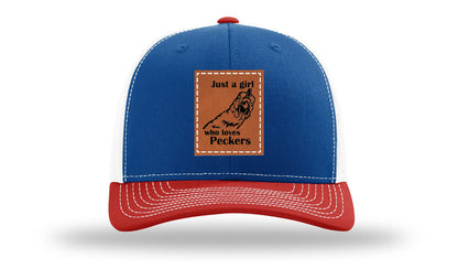Just A Girl Who Loves Peckers Leather Patch Richardson 112 Hat