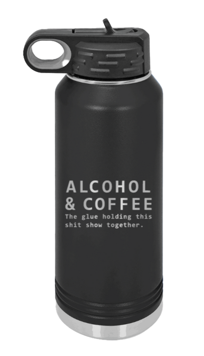 Alcohol And Coffee - 32oz Mug Laser Engraved- Black