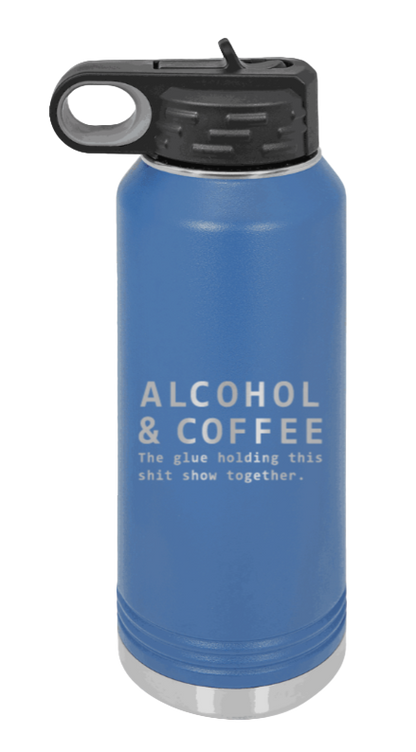 Alcohol And Coffee - 32oz Mug Laser Engraved- Royal Blue