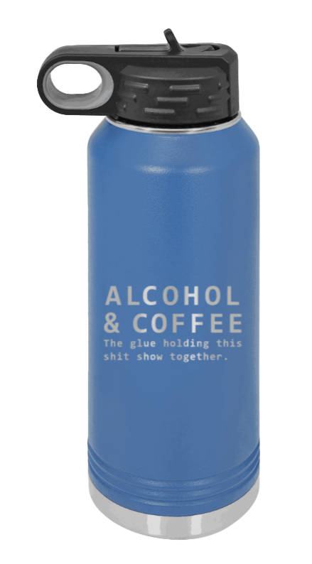 Alcohol And Coffee - 32oz Mug Laser Engraved- Royal Blue